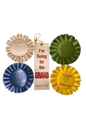Vintage Mary Kay Ribbons and Pins Awards Recognition Ribbons Bundle of (5)